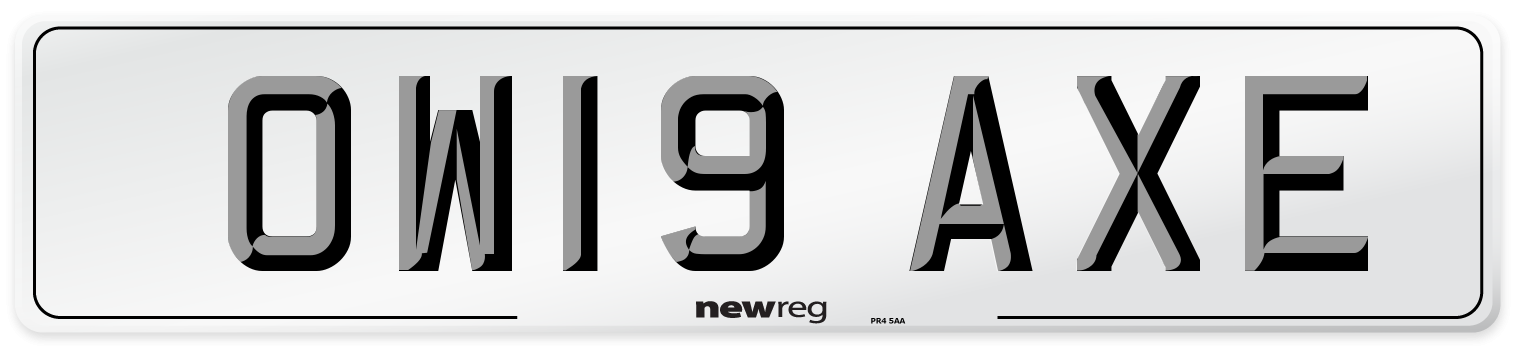 OW19 AXE Number Plate from New Reg